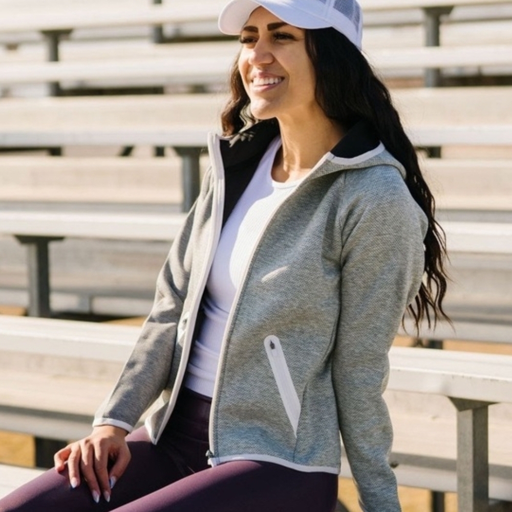 ZYIA Women's Zip-Up Hoodie Jacket Gray Medium Workout